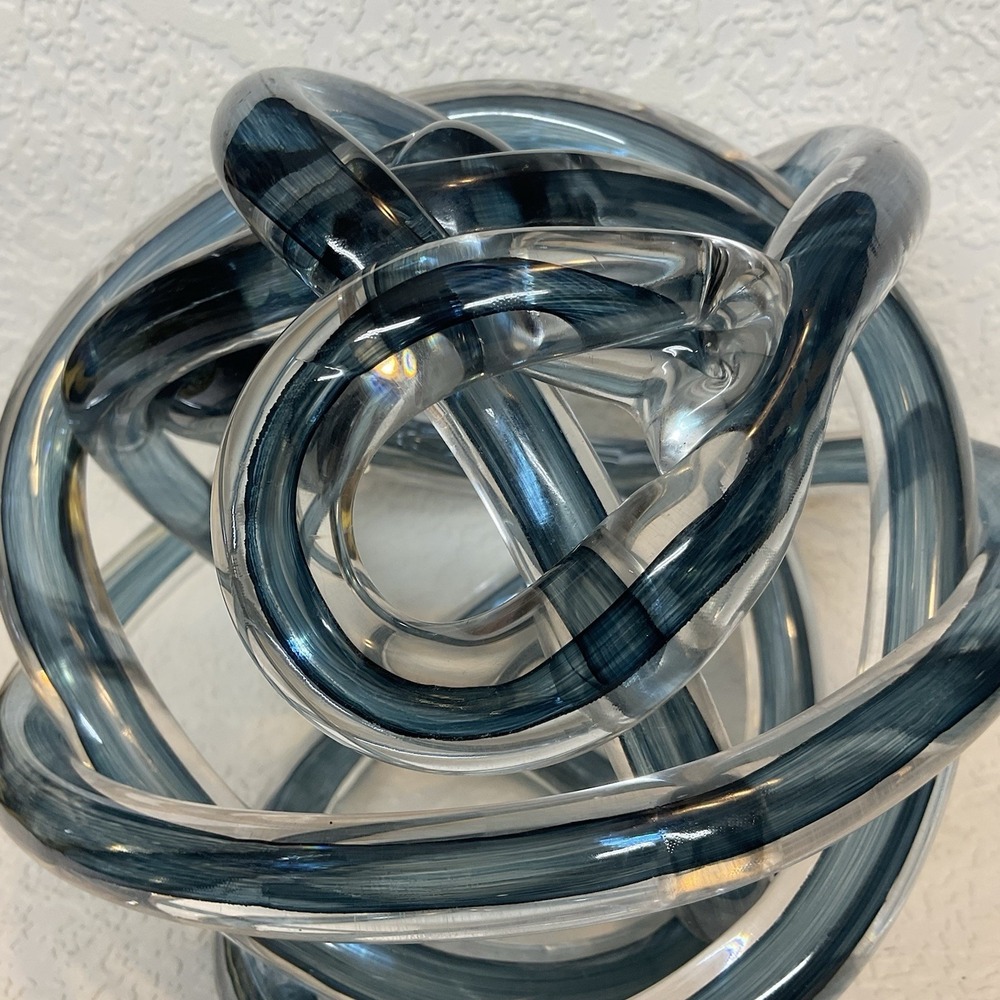 Large Hand-Blown Glass Infinity Knot Dculpture Modern Abstract Decor 7.75"x7.25" - Picture 5 of 15